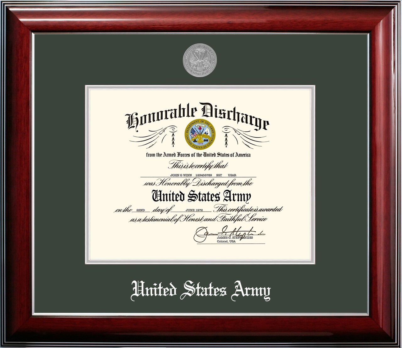 Patriot Frames Army 8.5x11 Discharge Classic Frame with Silver Medallion